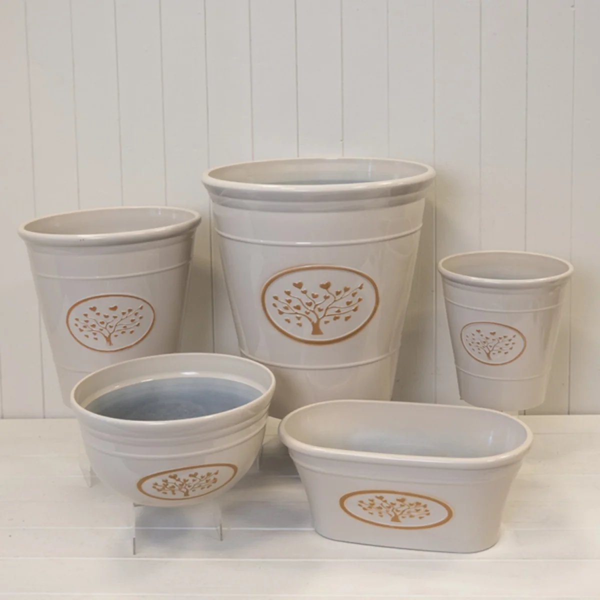 Cream Round Love Heart Tree Bowl Recycled Plastic Planter - Cream – image 2