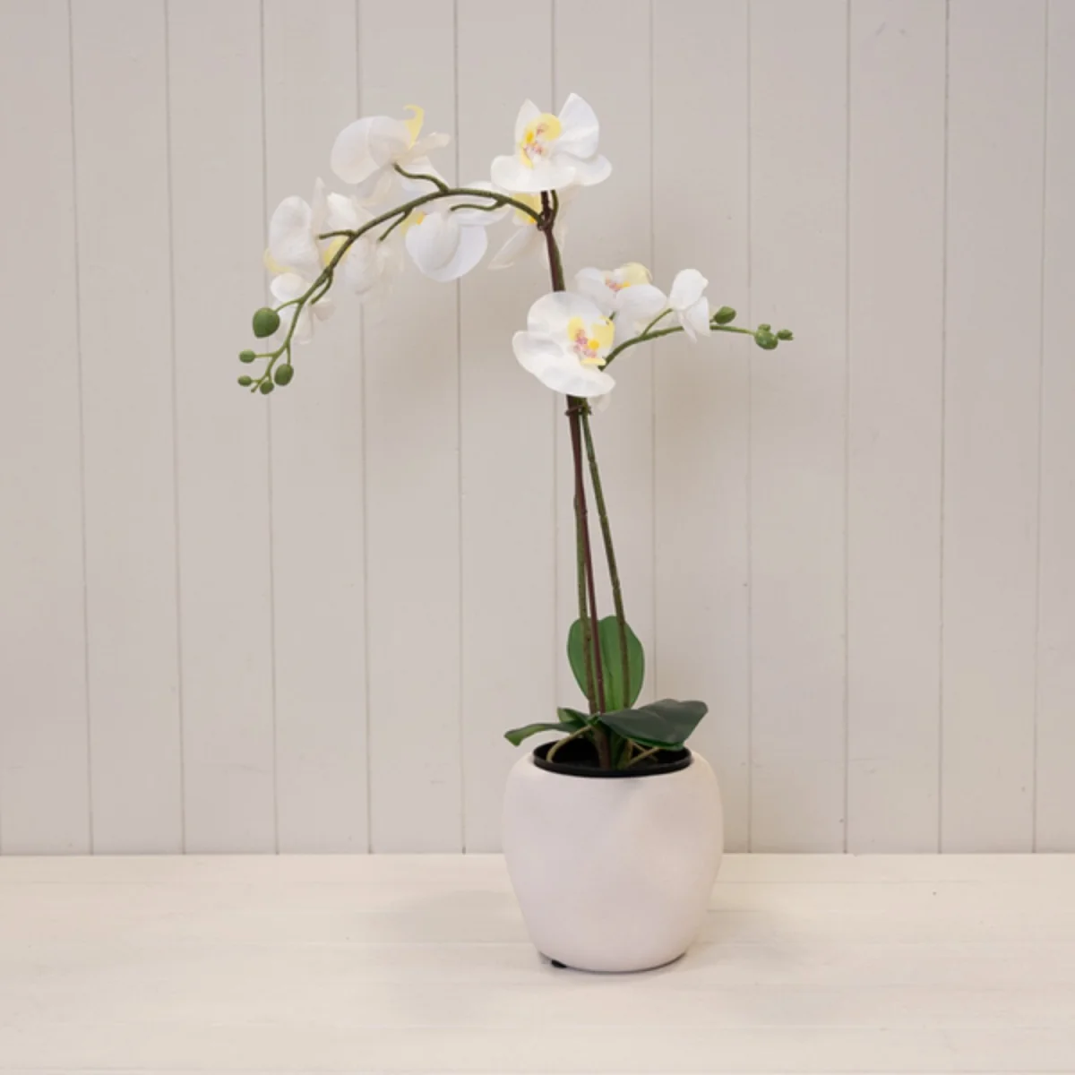 White Textured Stone Plant Pot - White – image 2