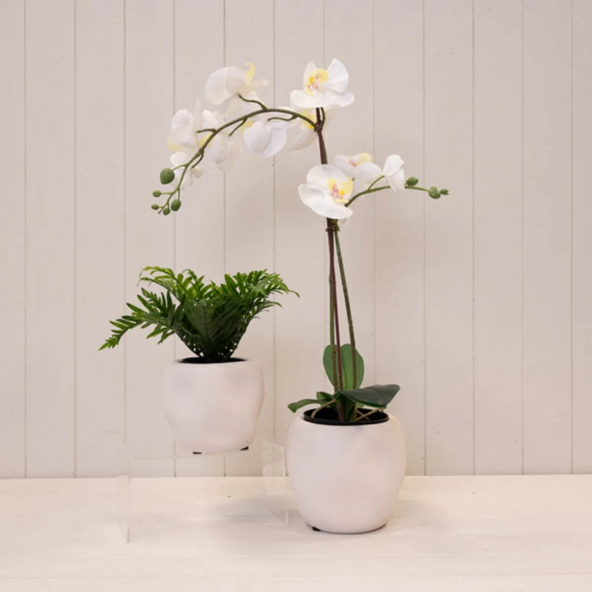 White Textured Stone Plant Pot - White – image 4