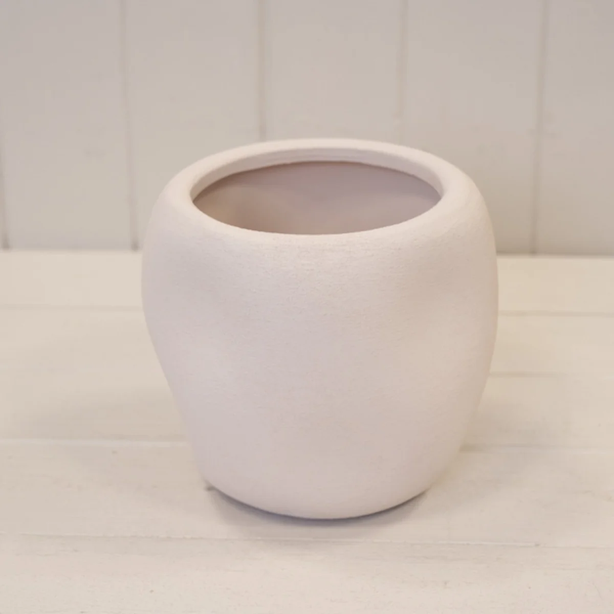 White Textured Stone Plant Pot - White – image 1