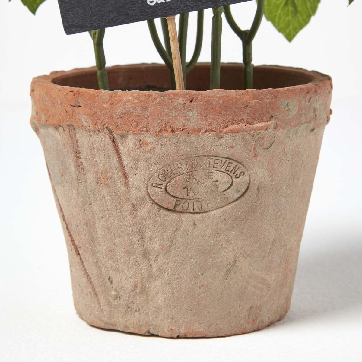Artificial Basil Plant in Decorative Pot - Terracotta – image 2