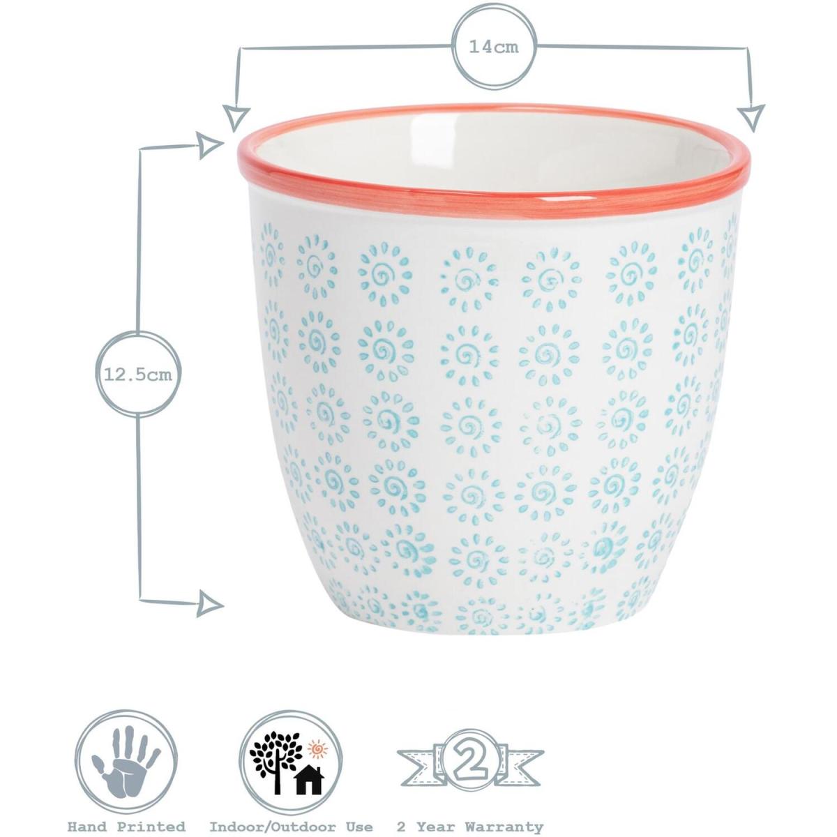14cm Hand-Printed Plant Pots Multipack - Multi / 2.643kg – image 3