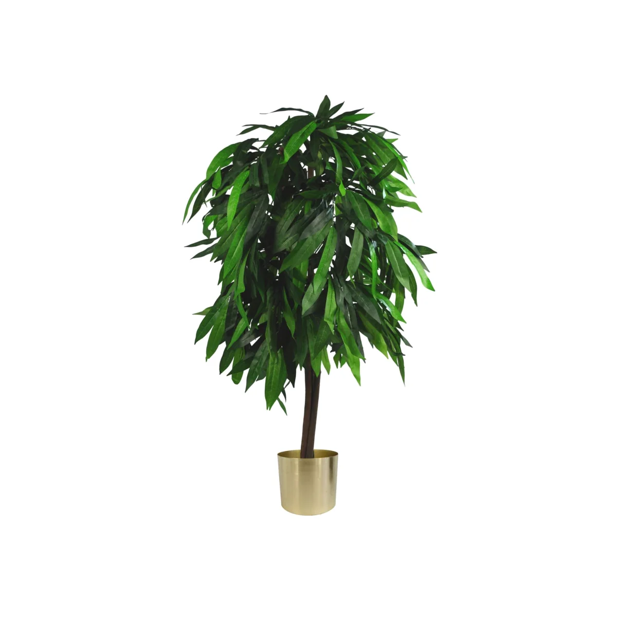 Realistic Potted Artificial Palm and Tropical Trees - Gold Mango / 70cm / 120cm / Artificial mango tree plant with metal planter