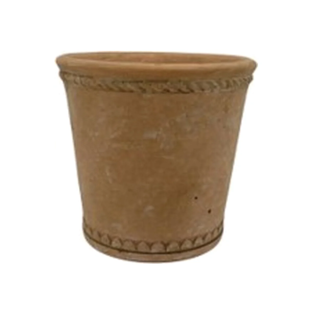 Rustic Terracotta Finish Tapered Cement Pot - Terracotta