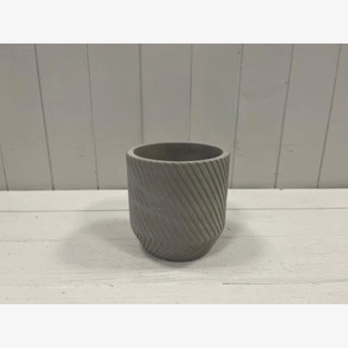 Grey 12cm Cylinder Diagonal Grid Pot - Grey