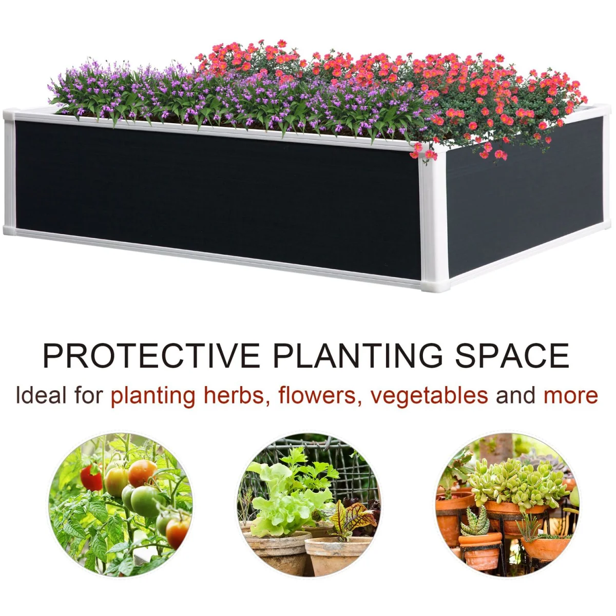 Garden Raised Bed Planter Grow Containers Flower Vegetable Pot PP - Grey and White / 120cm – image 7