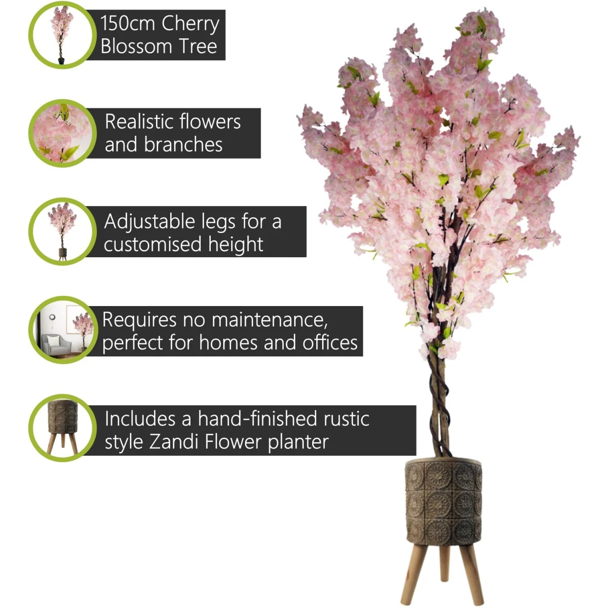 Pegdev Cherry Blossom Tree with Zandi Planter 150cm - Pink – image 3