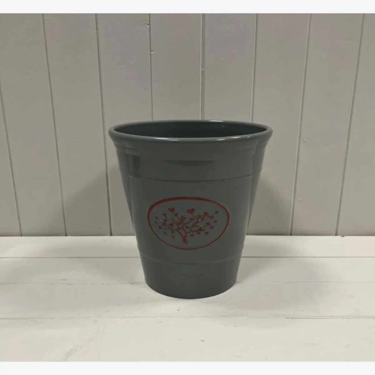 Recycled Grey Love Heart Tree Plastic Planter - Dark Grey – image 1