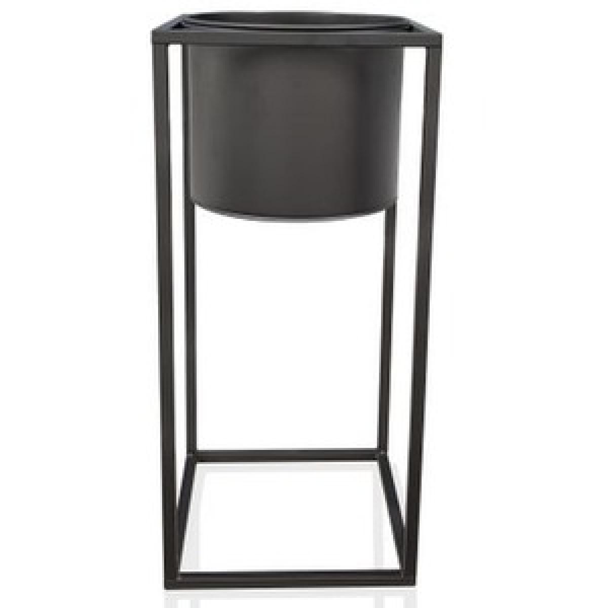 The Mia Black Plant Pot With Stand - Black – image 3