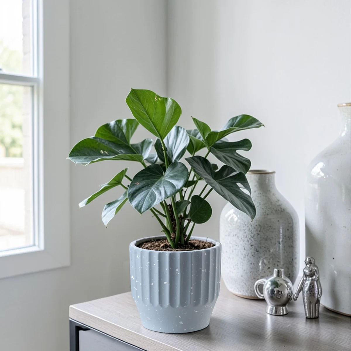 Ceramic Speckled Indoor Plant Pot H16cm - Blue – image 2