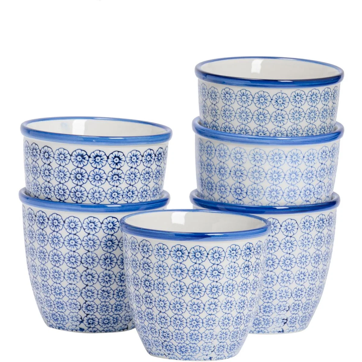14cm Hand-Printed Plant Pot Pack of 6 - Blue – image 5