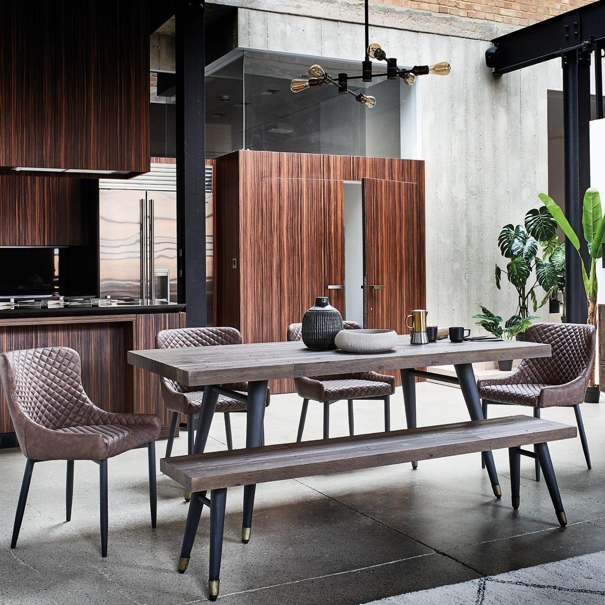 Modi Wooden Extending Dining Table, Dining Bench &amp; 4 x Brown Faux Leather Dining Chairs - Barker &amp; Stonehouse – image 2