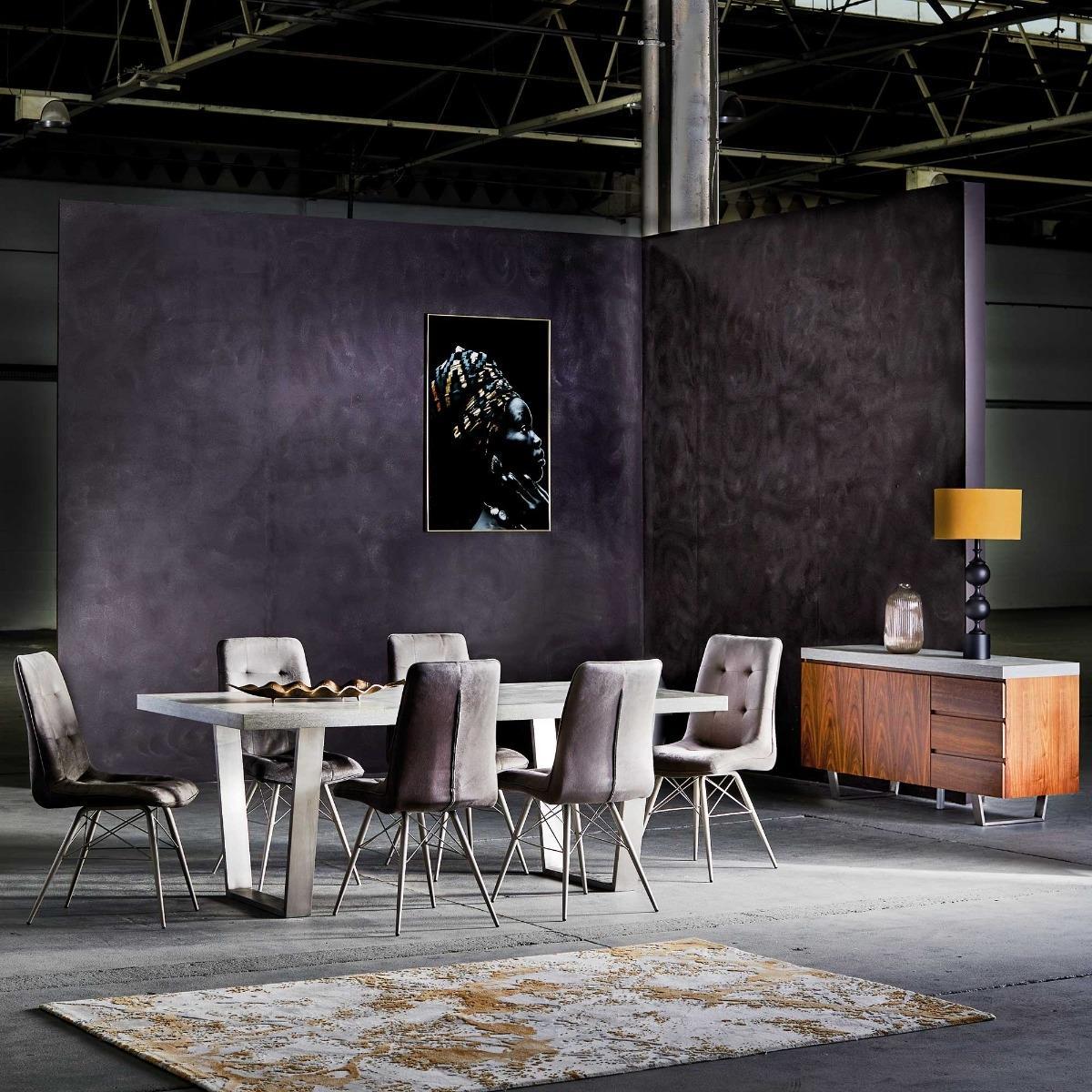 Concrete Effect Dining Table With Stainless Steel Legs - W135 x D80 x H75cm - Barker &amp; Stonehouse – image 3