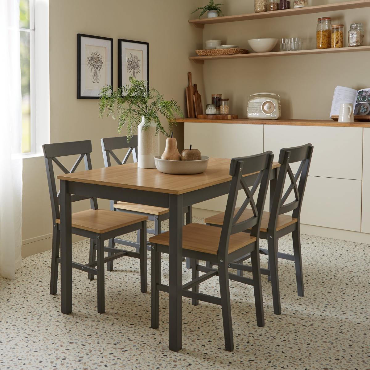 Braxton Dining Table and Chairs Set Grey – image 1