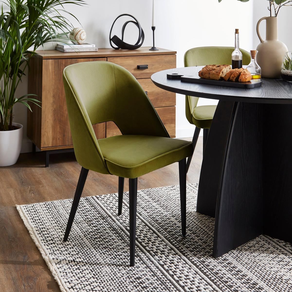 Effy Round Dining Table With 4 Lillia Olive Velvet Chairs Olive – image 2