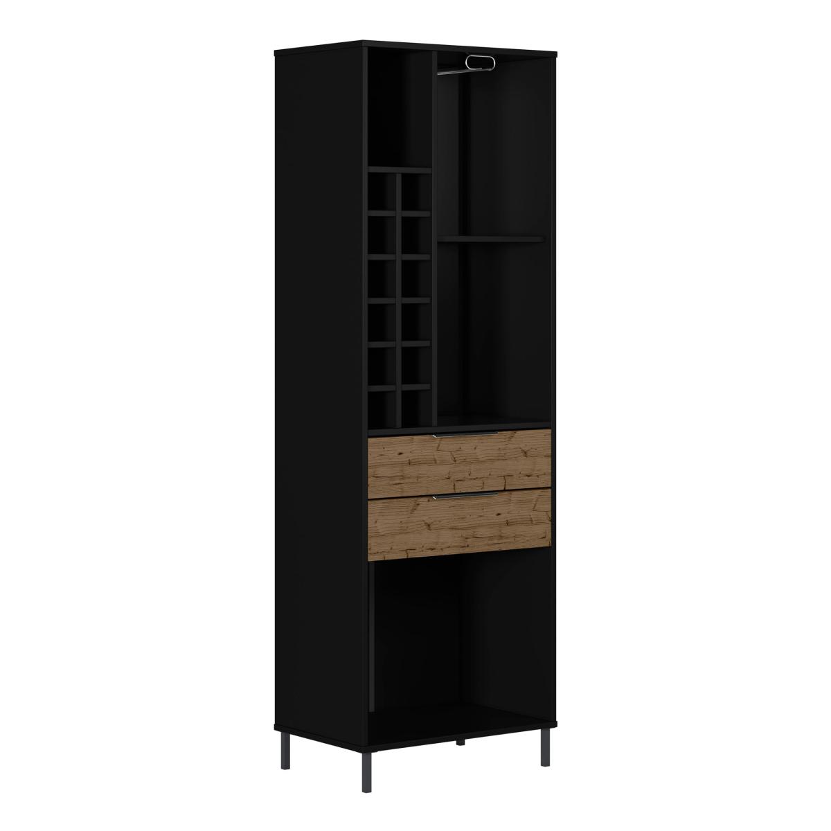 Madrid Wine Rack Black and Acacia Effect Black/Brown – image 2