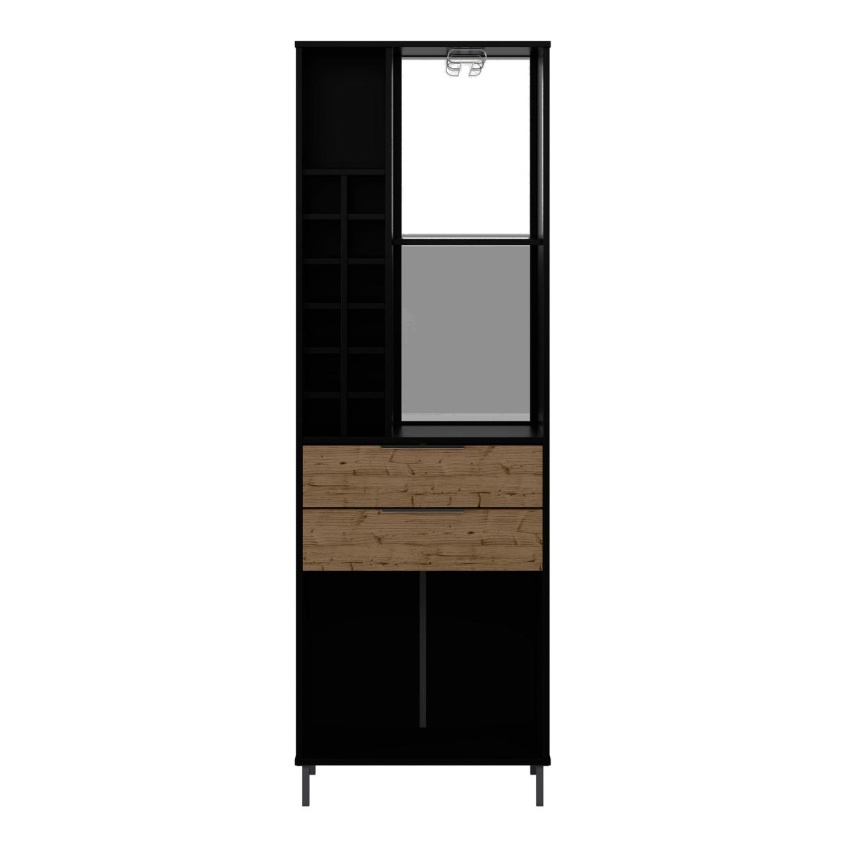 Madrid Wine Rack Black and Acacia Effect Black/Brown – image 3