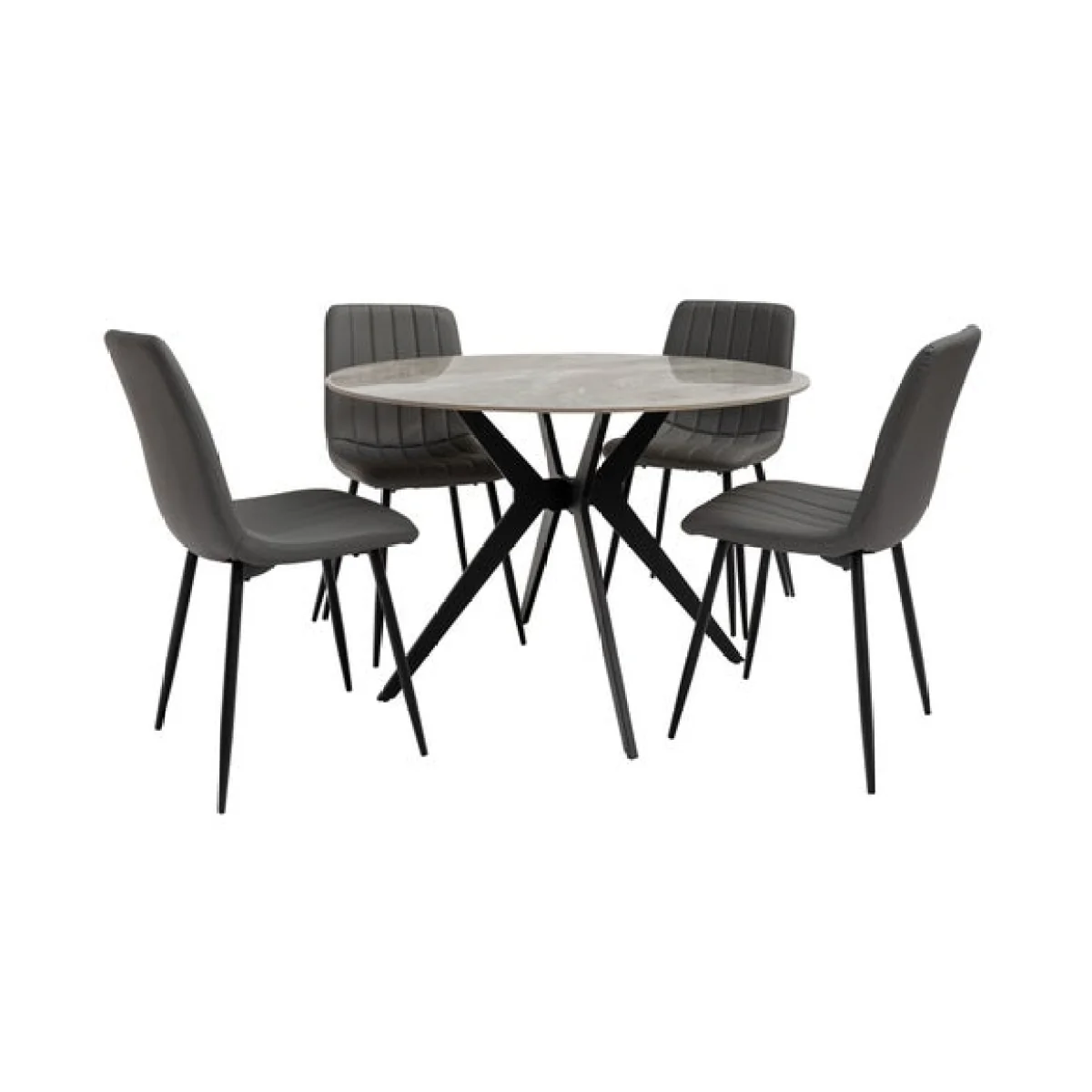 Tulsa Round Dining Table with 4 Faux Leather Dining Chairs – image 2