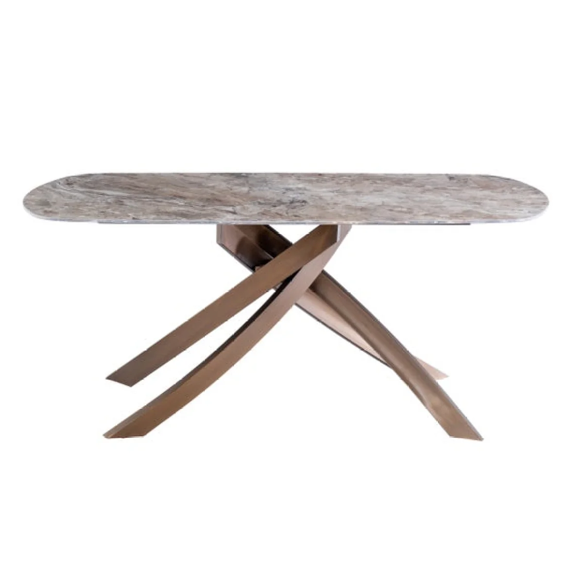 Fendi 6 Seater Dining Table with 6 Amber Faux Leather Dining Chairs – image 4