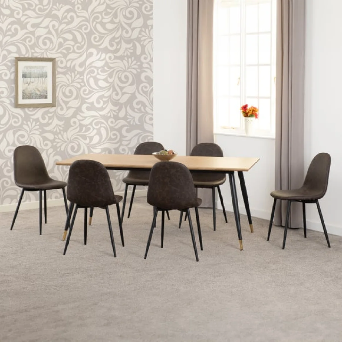 Hamilton & Athens 6 Seater Dining Table with 6 Dining Chairs – image 1