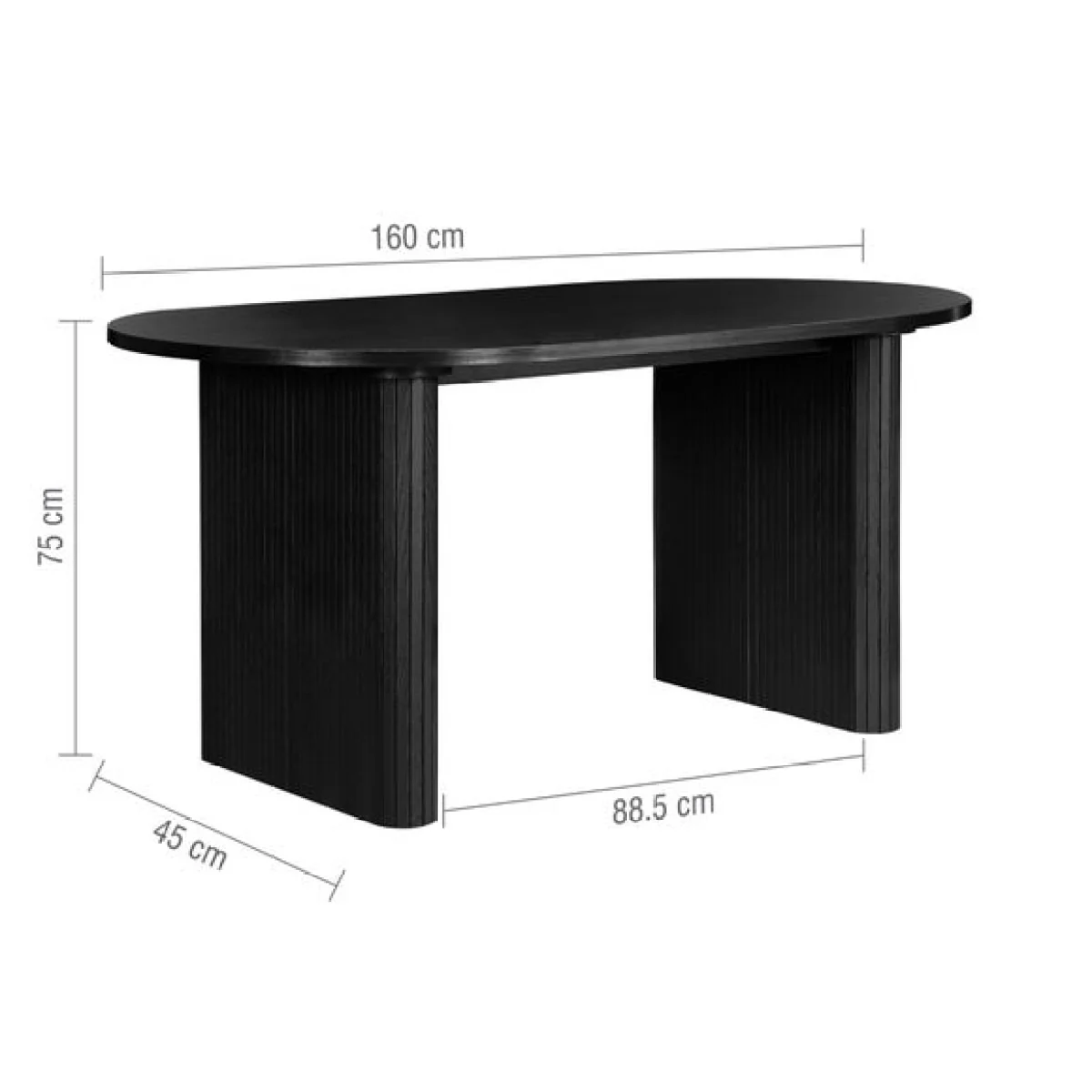Axel Fluted Oval Dining Table with 2 Benches – image 5