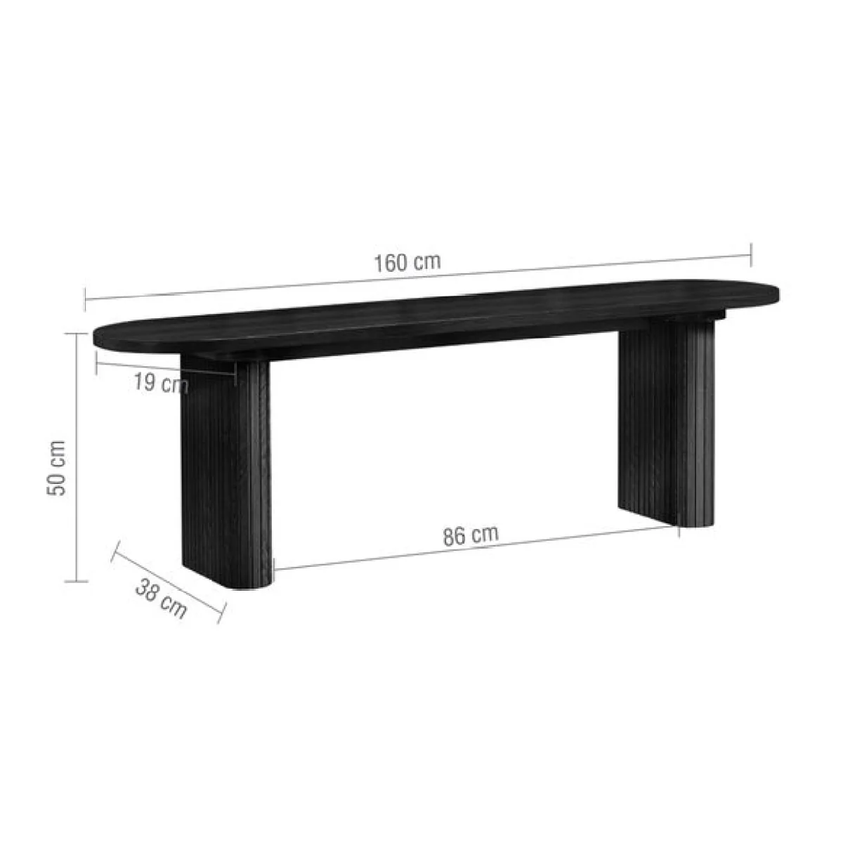 Axel Fluted Oval Dining Table with 2 Benches – image 6