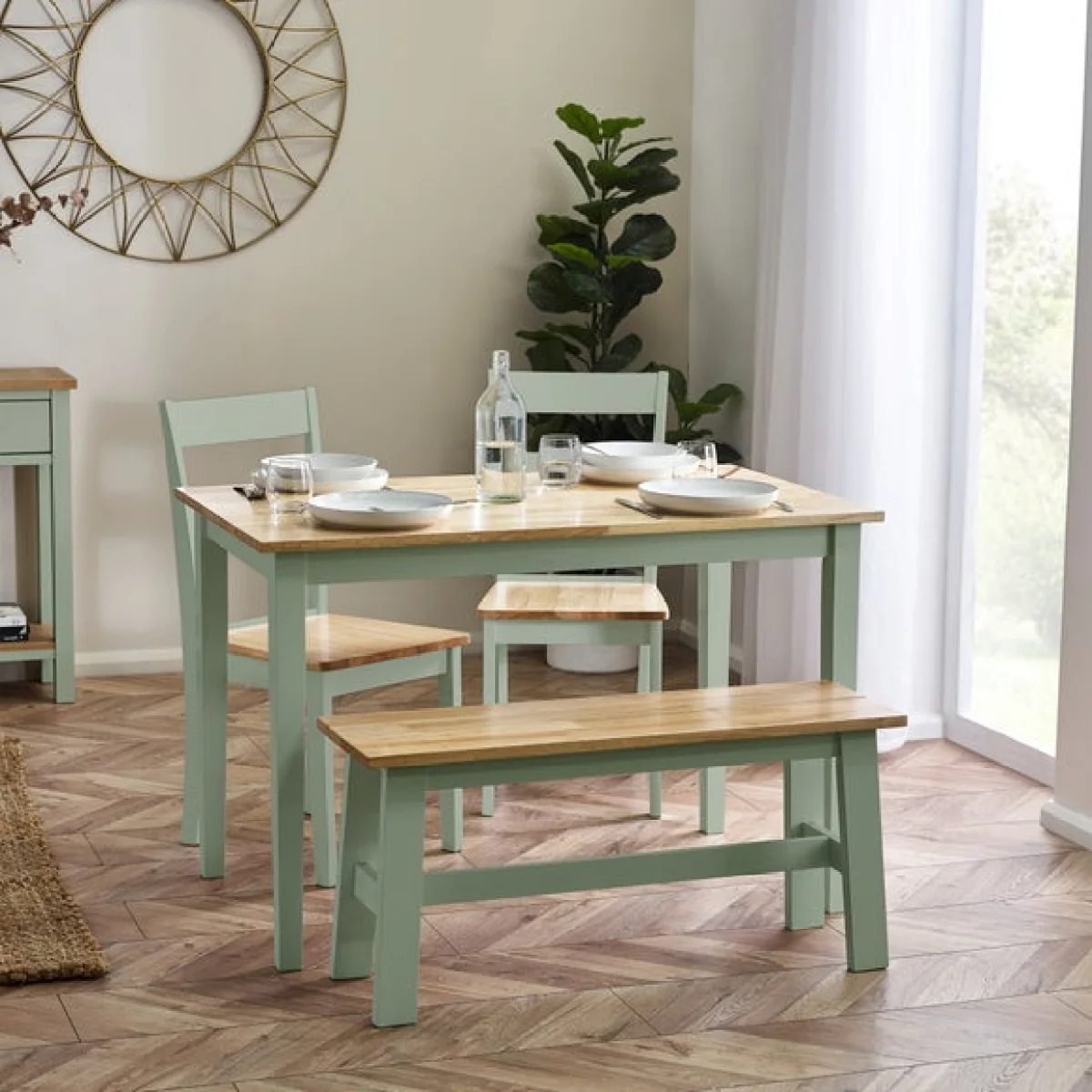 Linwood Rectangle Dining Table with 2 Dining Chairs and Bench – image 1
