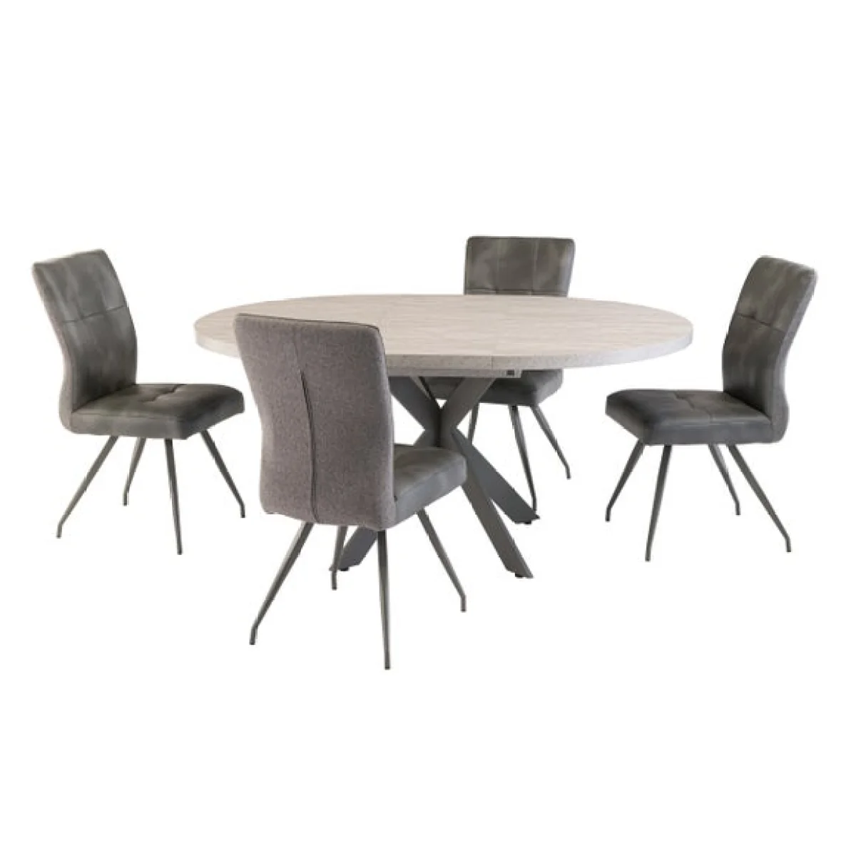 Rimini Round Extendable Dining Table with 4 Kabana Faux Leather Dining Chairs – image 2