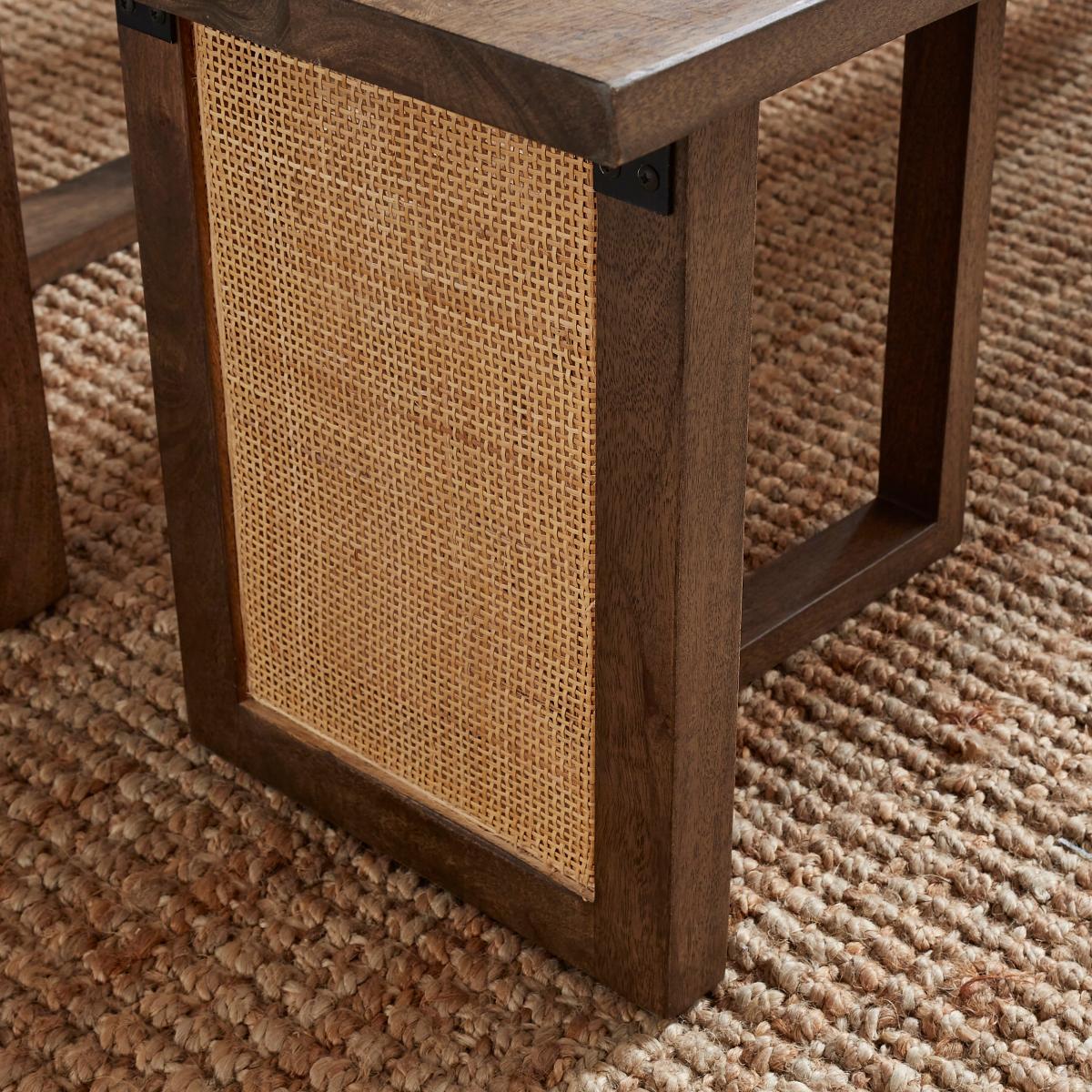 Mila Rectangular Dining Table With 2 Mango Wood Benches Natural – image 3