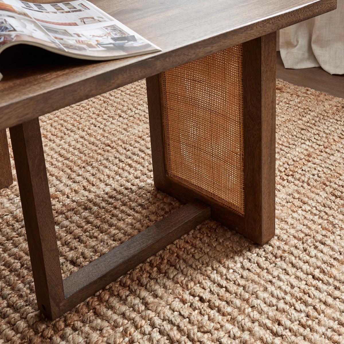Mila Rectangular Dining Table With 2 Mango Wood Benches Natural – image 5