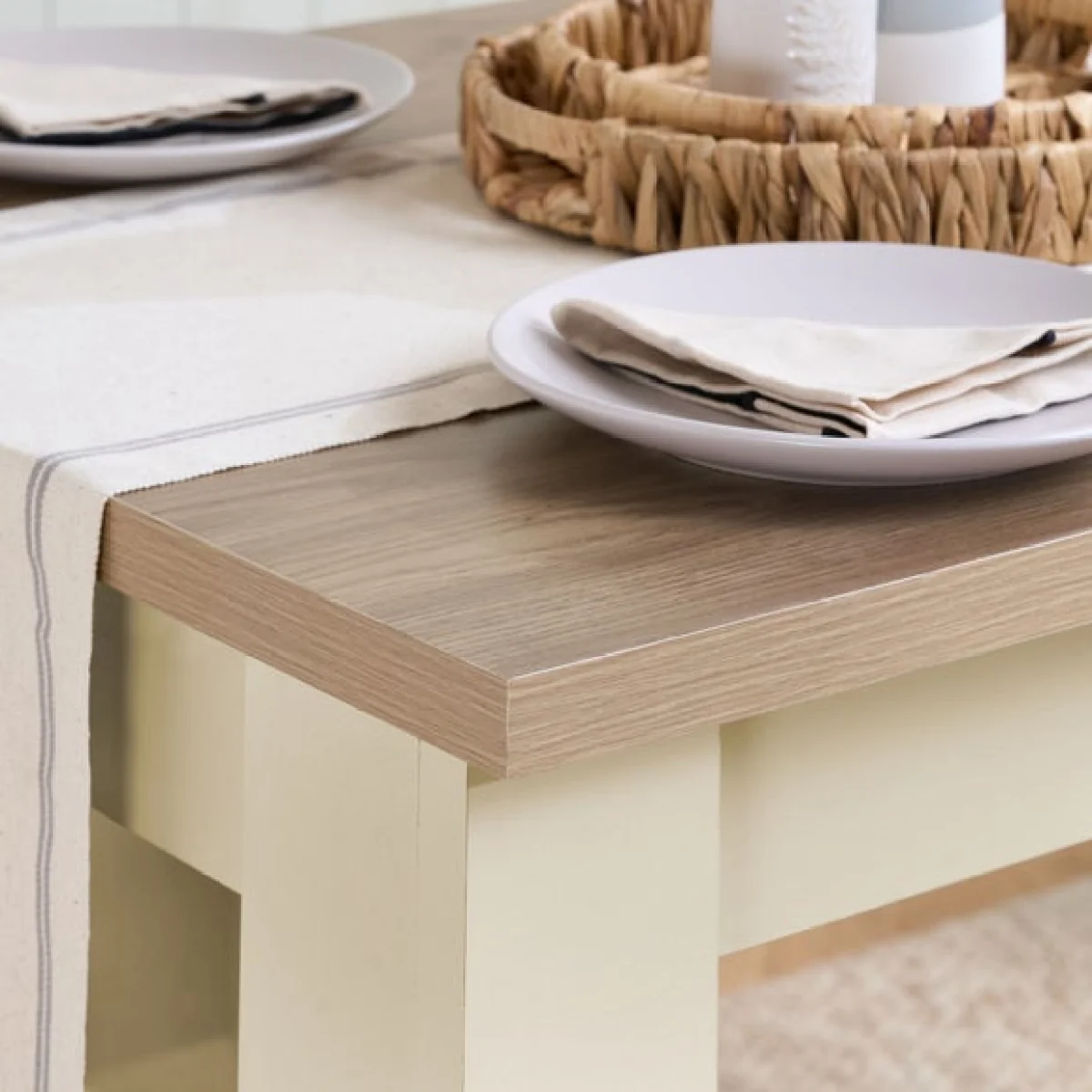 Highgate Dining Table with 2 Benches, Oak Effect – image 3