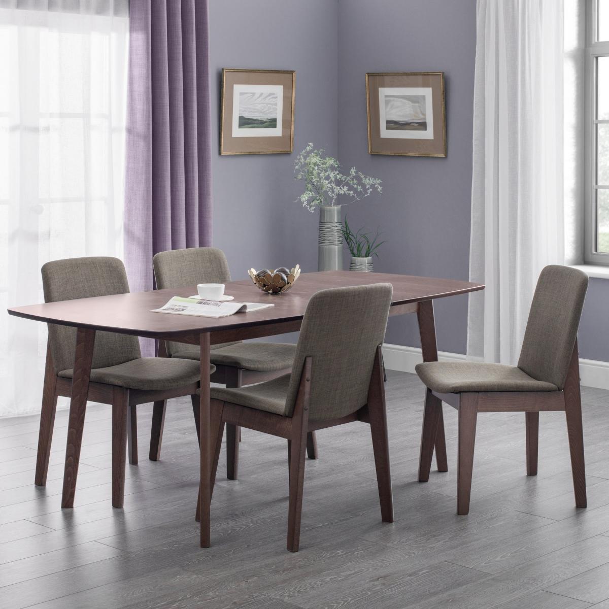 Kensington Extendable Dining Table with 4 Chairs Walnut (Brown) – image 2