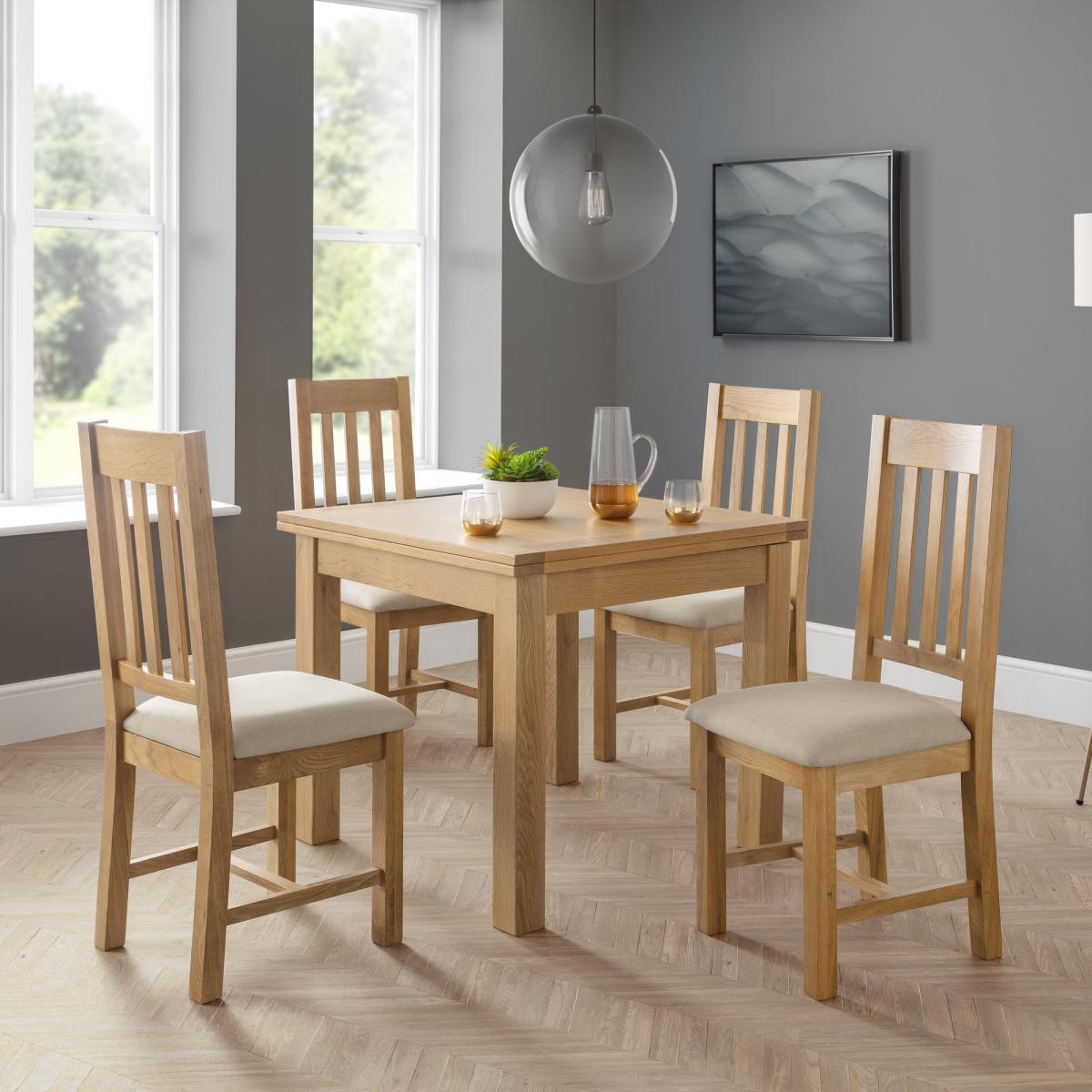Astoria Flip Top Dining Tables with 4 Hereford Chairs Light Oak – image 2