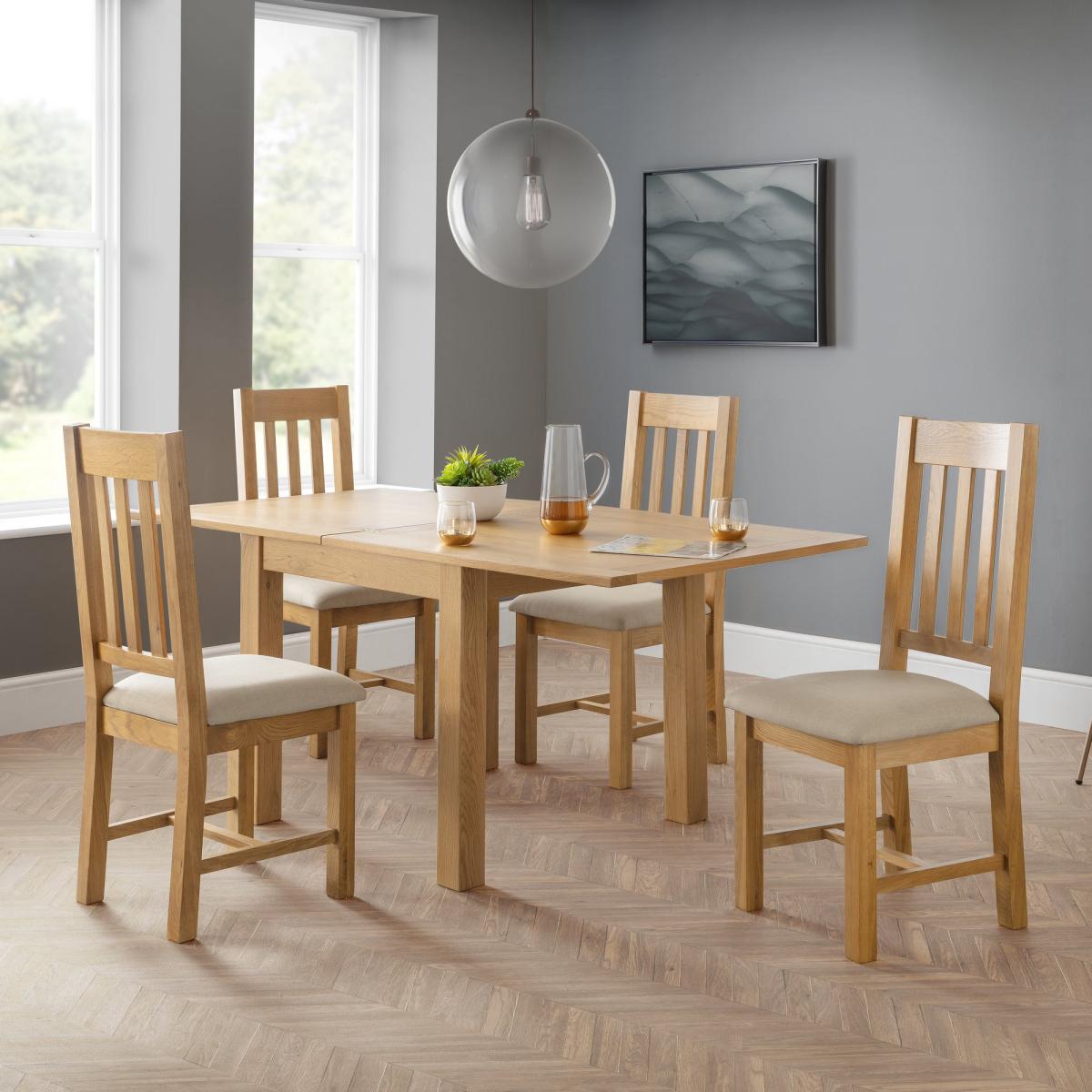 Astoria Flip Top Dining Tables with 4 Hereford Chairs Light Oak – image 1