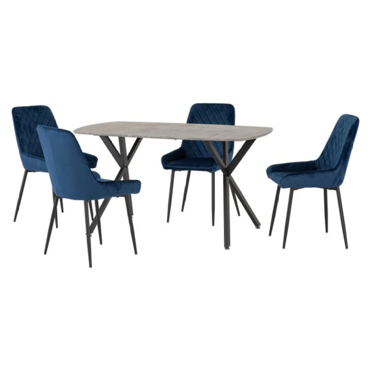 Athens Concrete Grey Rectangle Dining Table with 4 Avery Dining Chairs – image 2