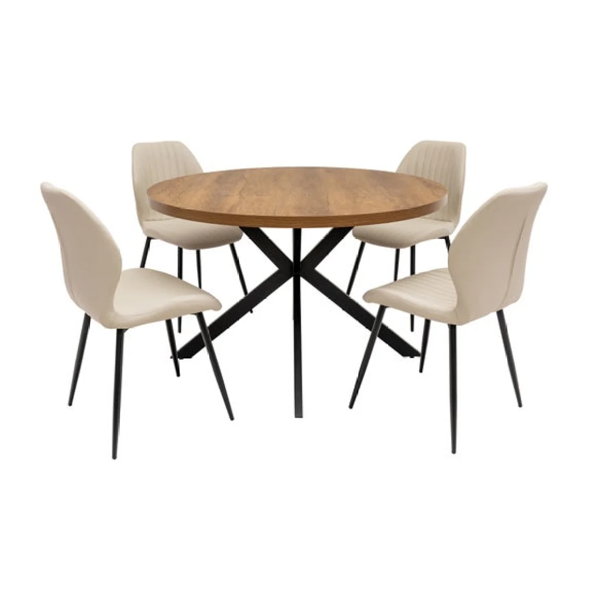 Panama Round Dining Table with 4 Davis Faux Leather Dining Chairs – image 2