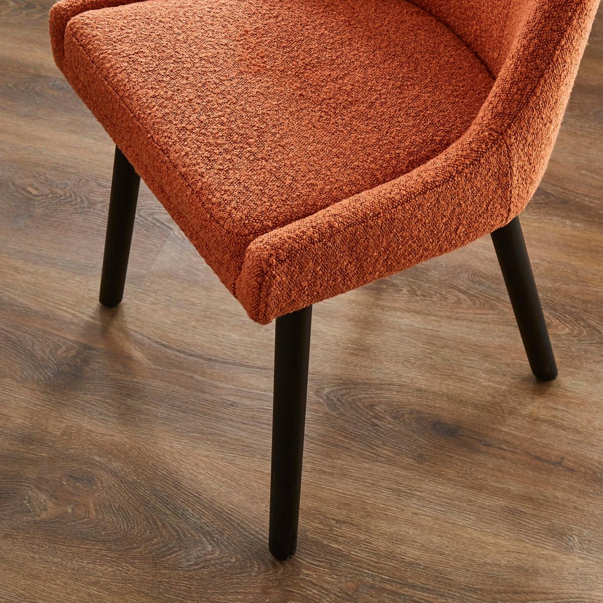 Oadby Rectangular Dining Table with Eddie Orange Umber Boucle Dining & Carver Chairs – image 6
