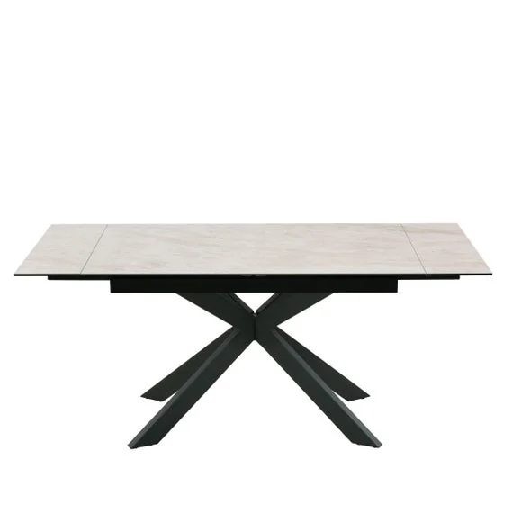Indus Valley Athena Ceramic Extending Dining Table With 6 Aura Chairs – image 2
