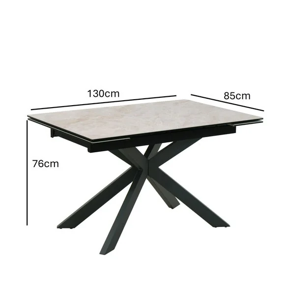 Indus Valley Athena Ceramic Extending Dining Table With 6 Aura Chairs – image 9