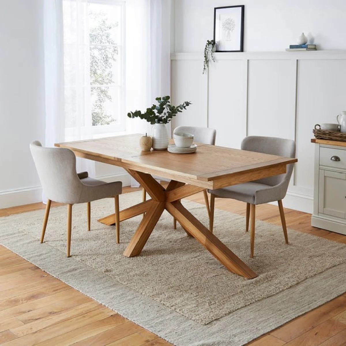 Xavi 6-8 Seater Extending Dining Table with 6 Montreal Natural Dining Chairs – image 2