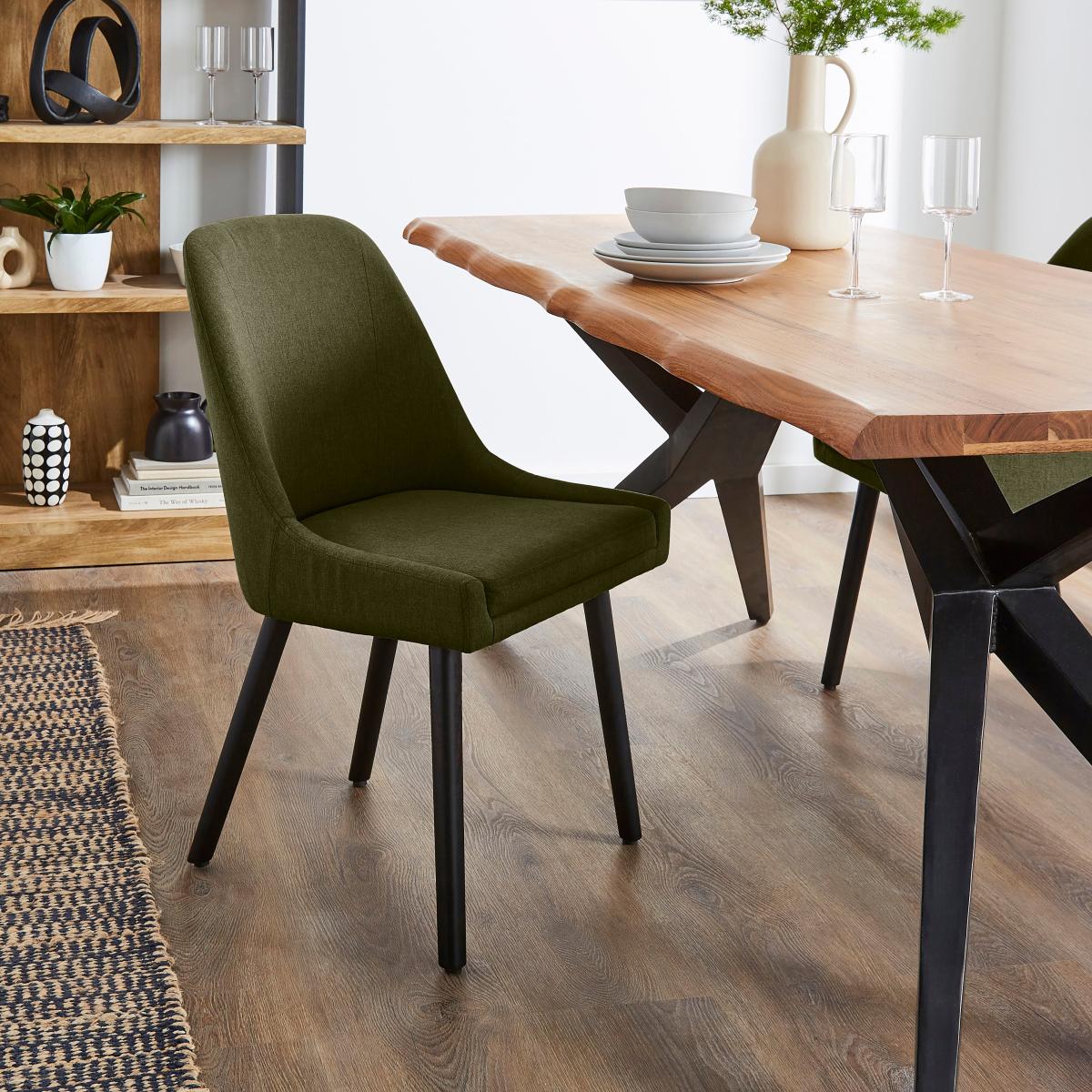 Oadby Rectangular Dining Table with Eddie Luna Olive Fabric Dining & Carver Chairs – image 5