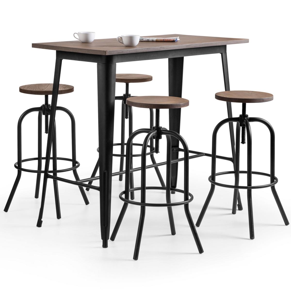 Grafton Bar Table with 4 Spitfire Stools Brown – image 7