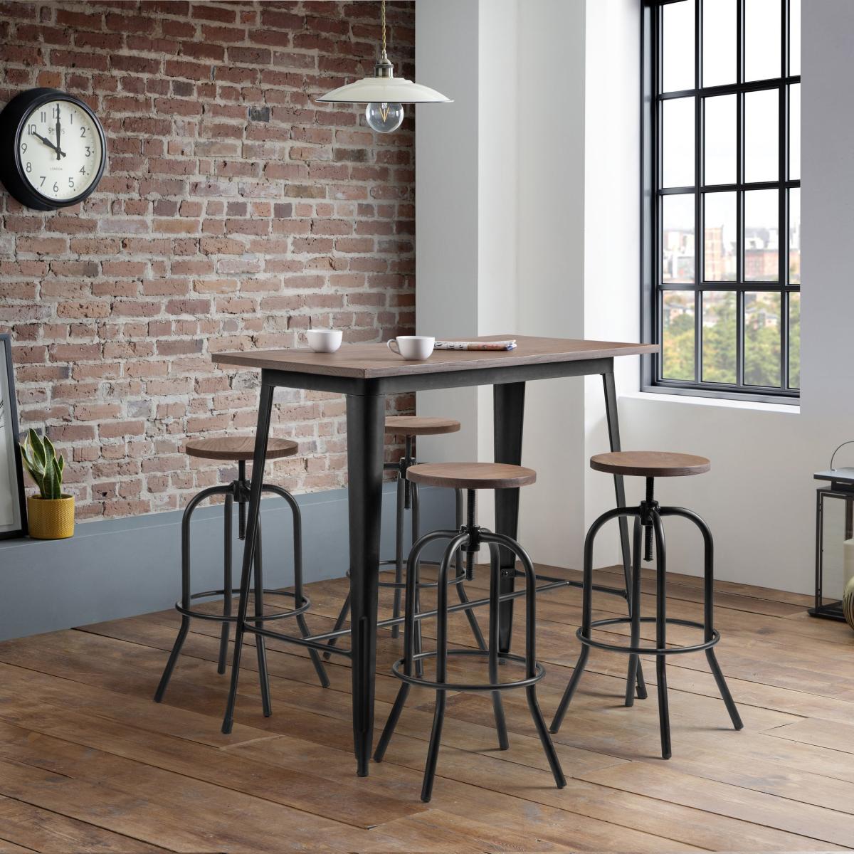 Grafton Bar Table with 4 Spitfire Stools Brown – image 1
