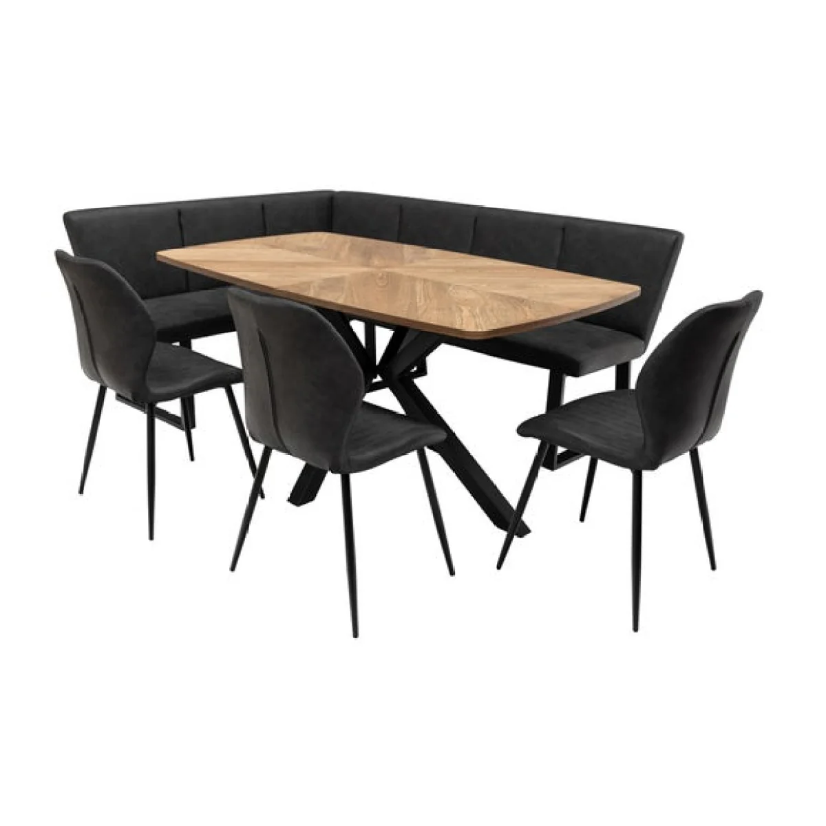 Hampton Dining Table with 3 Sheldon Faux Leather Dining Chairs and Corner Bench – image 3