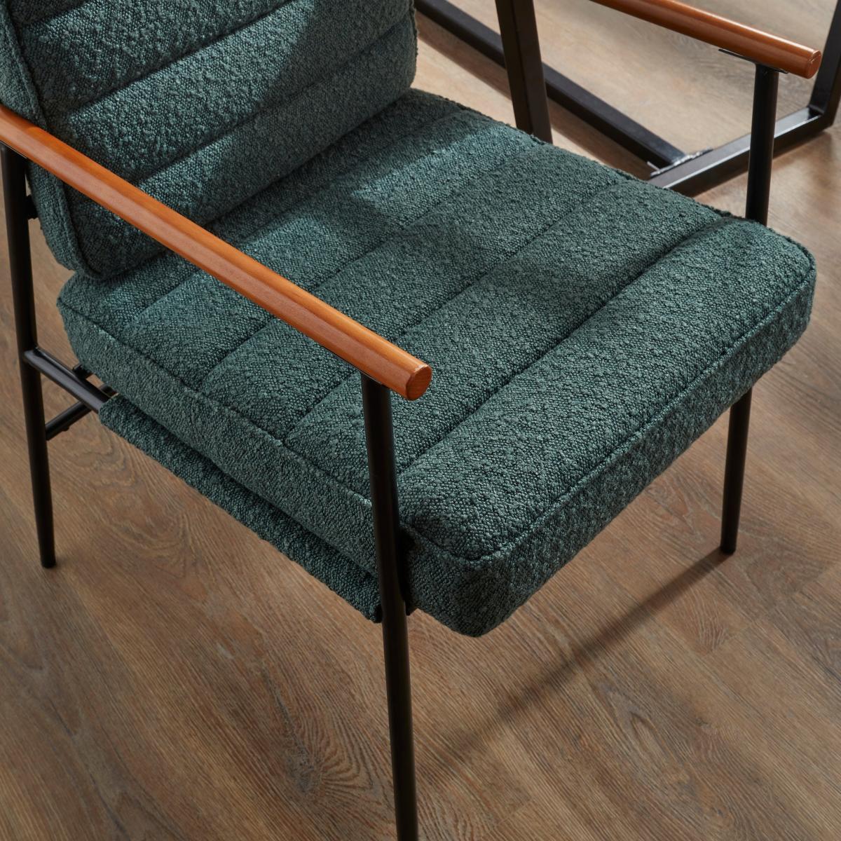 Rayner Rectangular Dining Table with Bude Olive Boucle Leather Dining & Carver Chairs – image 4