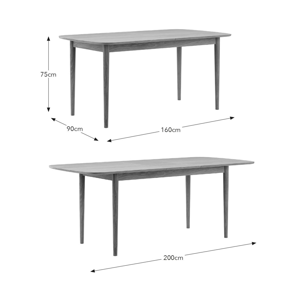 Karla Rectangular Extendable Dining Table With 4 Cordella Dark Stained Oak Chairs Natural – image 10