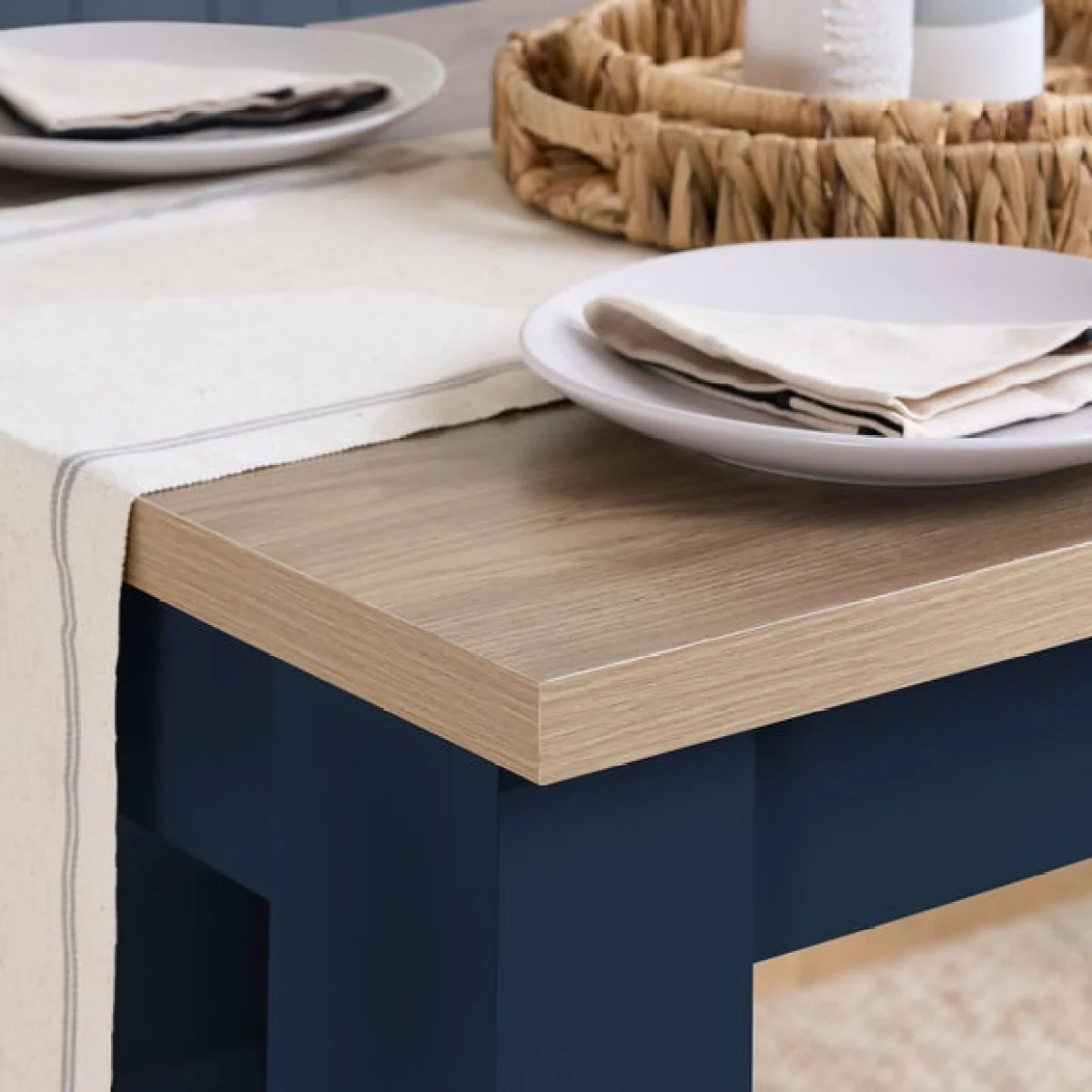 Highgate Dining Table with 2 Benches, Oak Effect – image 3