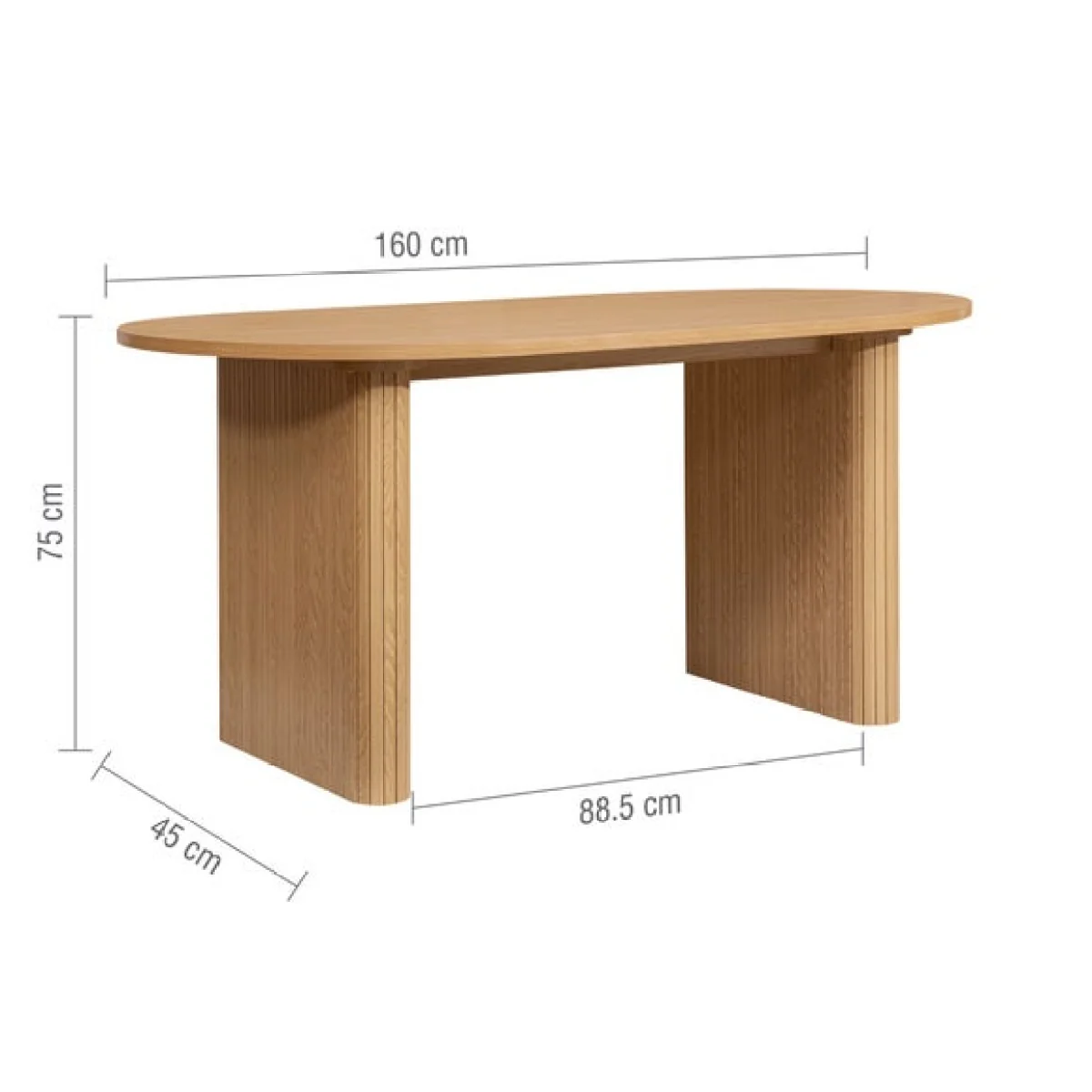 Axel Fluted Oval Dining Table with 2 Benches – image 5