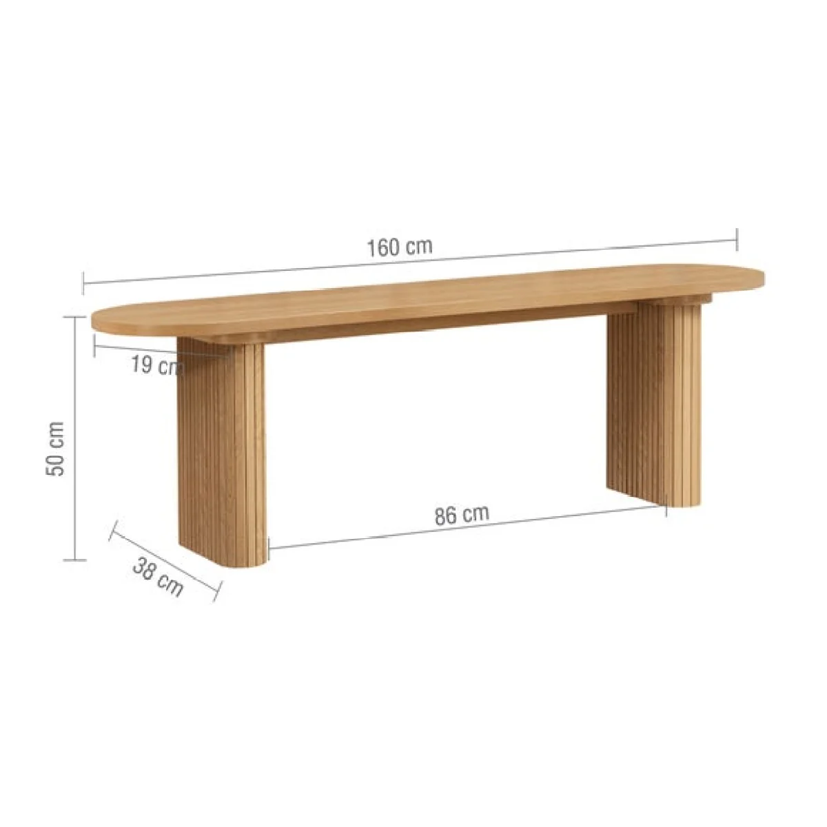 Axel Fluted Oval Dining Table with 2 Benches – image 6