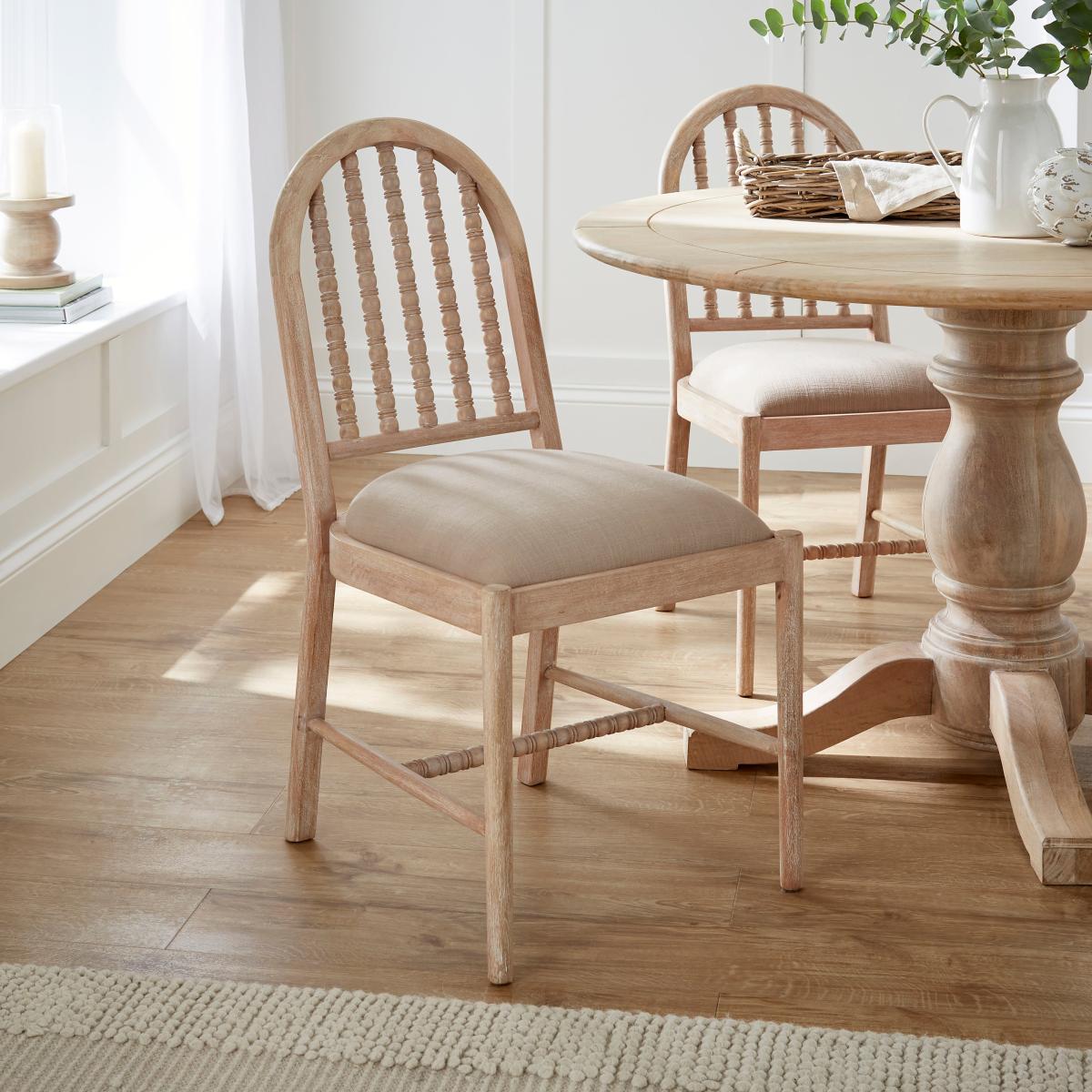 Bridget Round Dining Table with 4 Adora Mango Wood Dining Chairs Natural – image 5